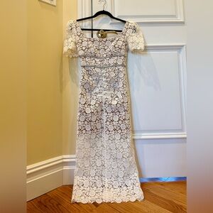 Self-Portrait White Lace Midi Dress